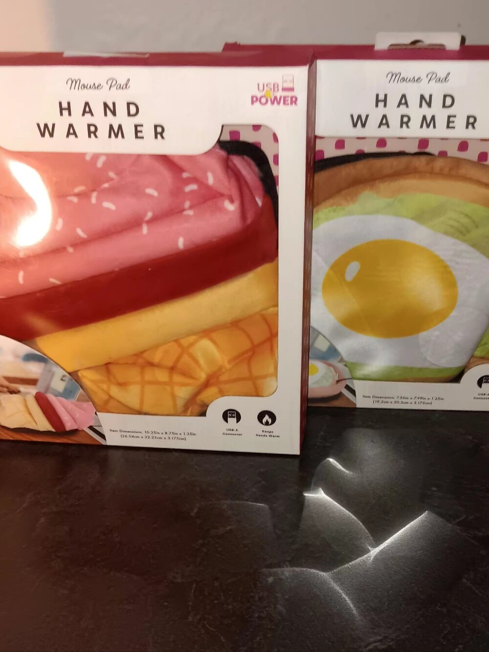 Novelty USB Hand Warmers - Donut & Sunny-Side Egg Designs 2pc Set